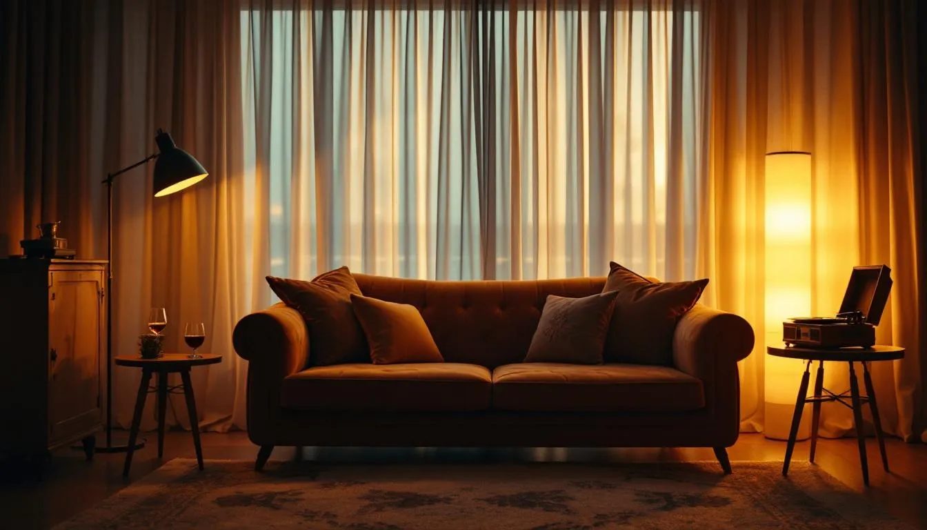 A serene environment set up for enhancing phone sex experience, including soft music and dim lighting.