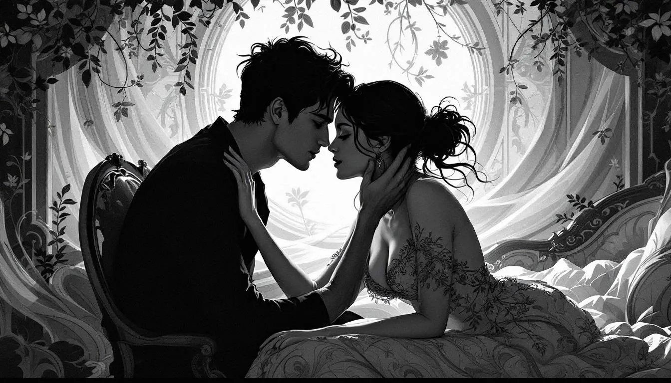 A couple exploring different power dynamics in a sensual setting.