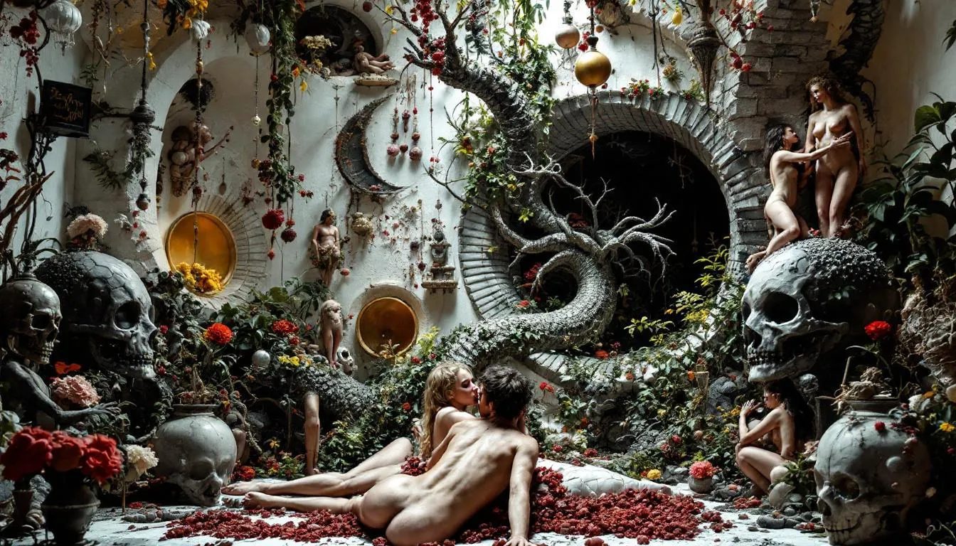 An illustration of role play and fantasy fulfillment in a sexual context, highlighting various scenarios.