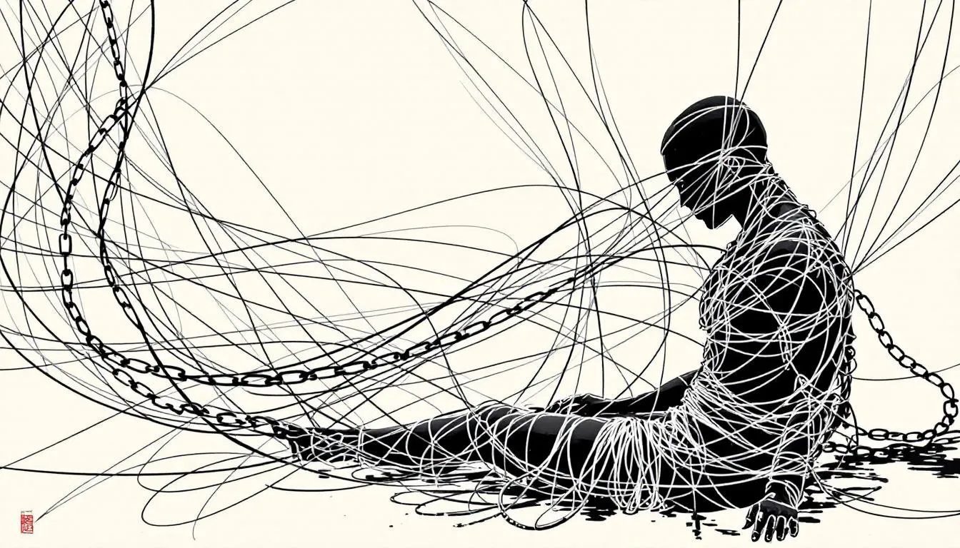Aesthetic representation of rope bondage techniques.