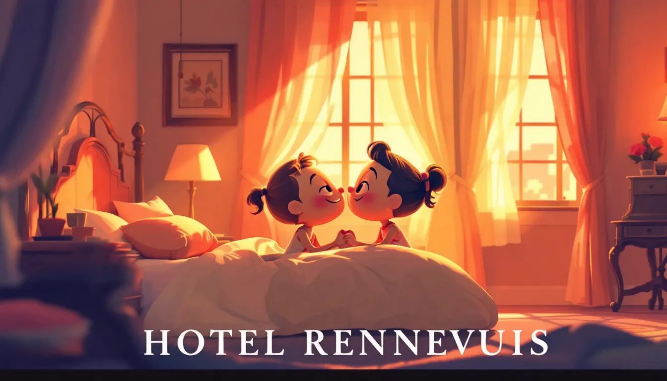 An intimate moment in a hotel room during a rendezvous.