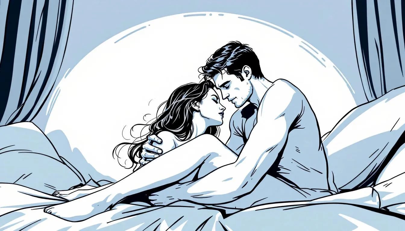 A couple engaging in a BDSM scene, showcasing the power exchange dynamics and the role of aftercare.