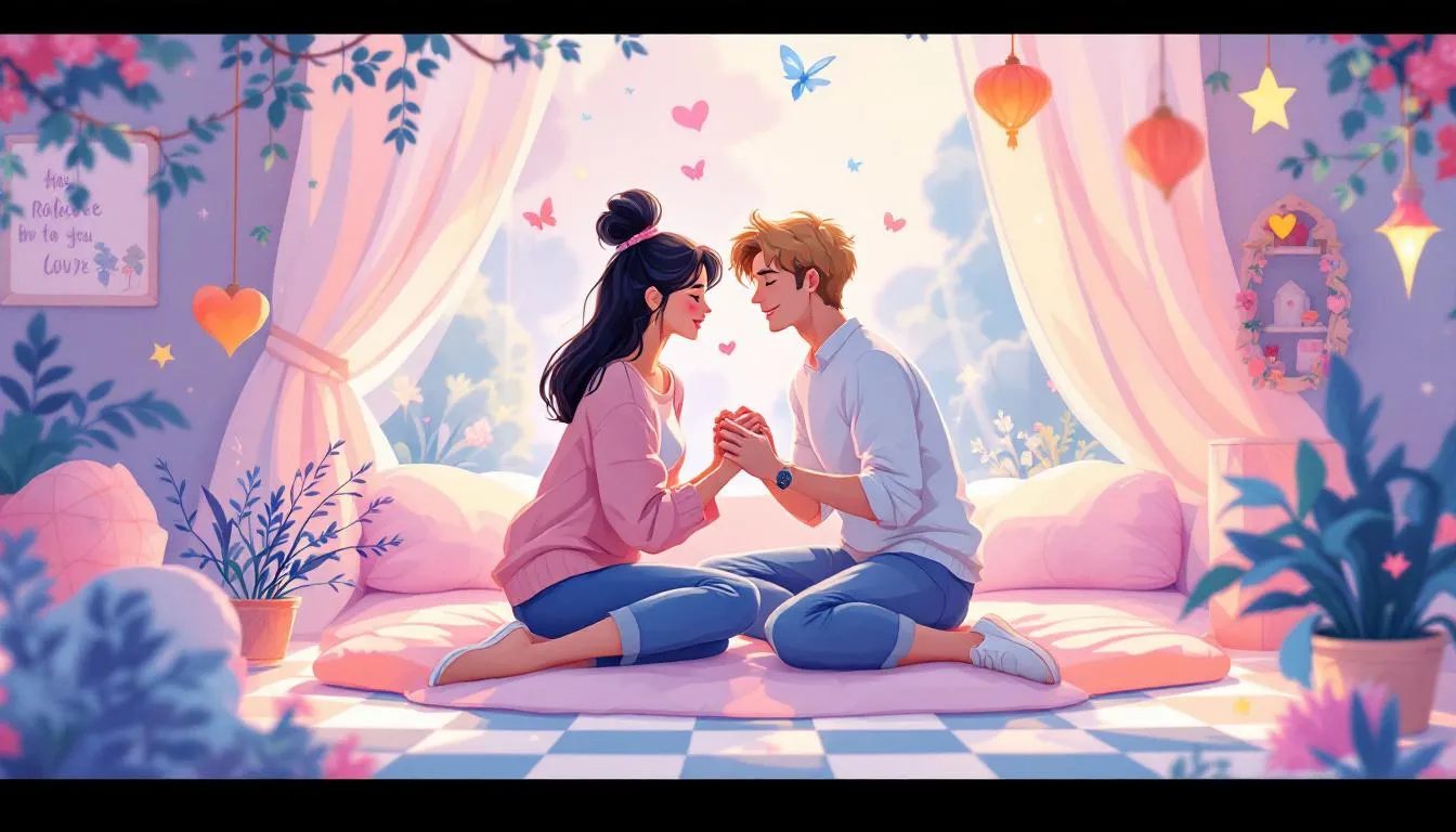 A scene of a couple engaging in dirty talk during roleplay, enhancing their experience.