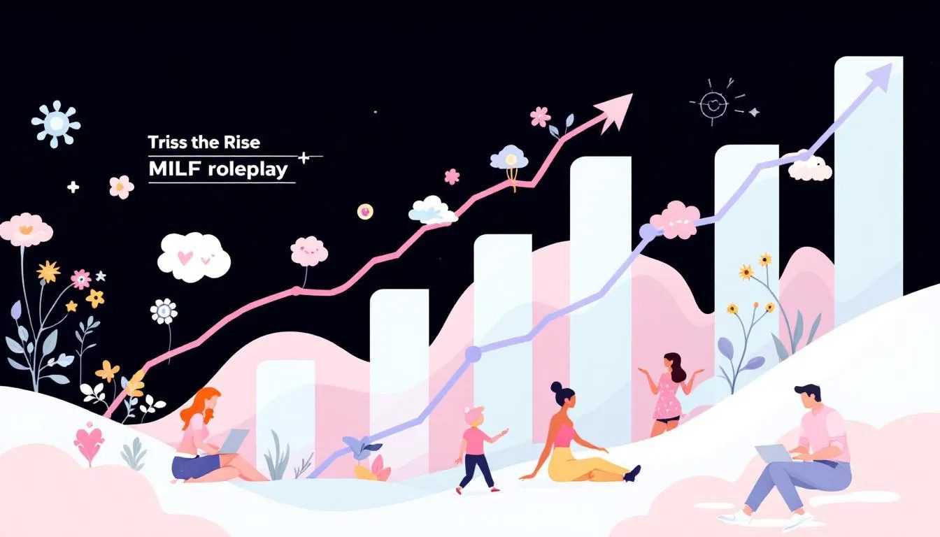 An overview of industry trends showcasing the rise of MILF roleplay in adult entertainment, featuring abstract representations of growth and popularity.