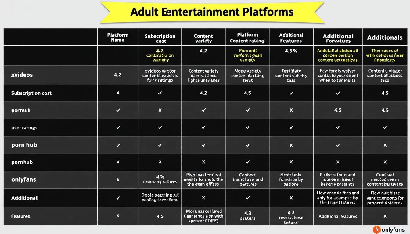 The image is a comparison chart displaying various adult entertainment platforms, highlighting features such as phone sex services, user ratings, and pricing options for call packages. It serves as a resource for customers to evaluate different sites and make informed choices about phone sex operators and performers.