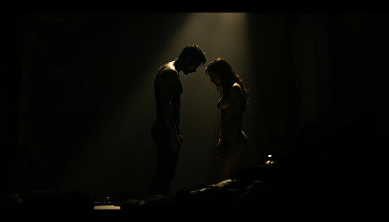 An artistic representation of BDSM elements in humiliation roleplay.