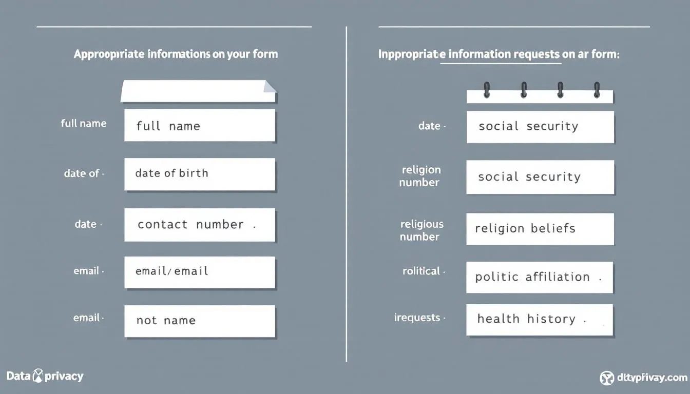 The infographic contrasts appropriate and inappropriate information requests in online dating, highlighting examples like asking for personal details versus maintaining mutual respect. It emphasizes warning signs, such as requests for excessive personal information, which can indicate a major red flag in building a healthy relationship.