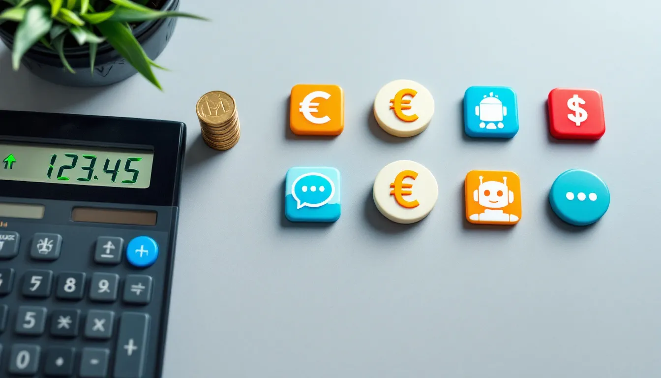 The image depicts a calculator alongside various money symbols, illustrating the concept of cost analysis for reputable phone chat services. This visual emphasizes the financial considerations involved in choosing between free and premium chat lines, highlighting the importance of user privacy and the benefits of advanced features for meaningful connections.