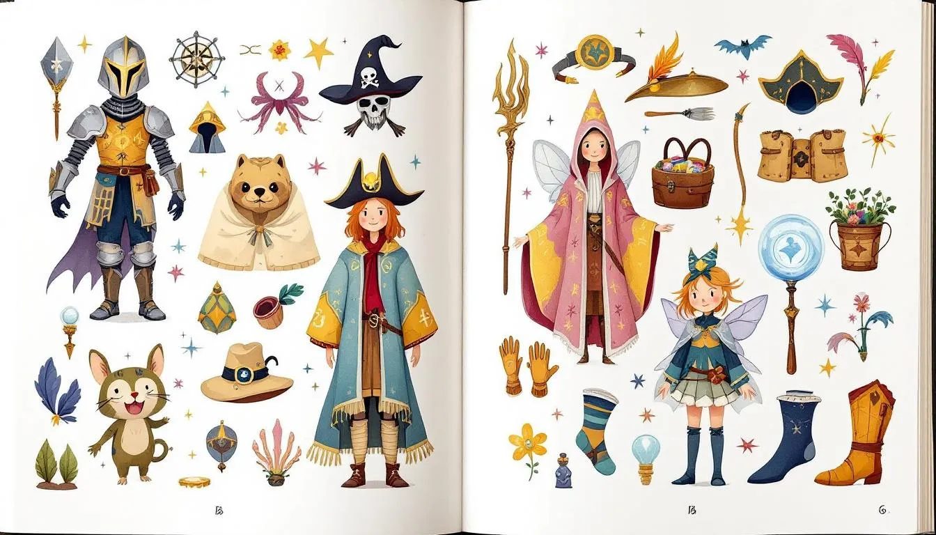 A variety of elaborate costumes and props for exploring roleplay variations safely.