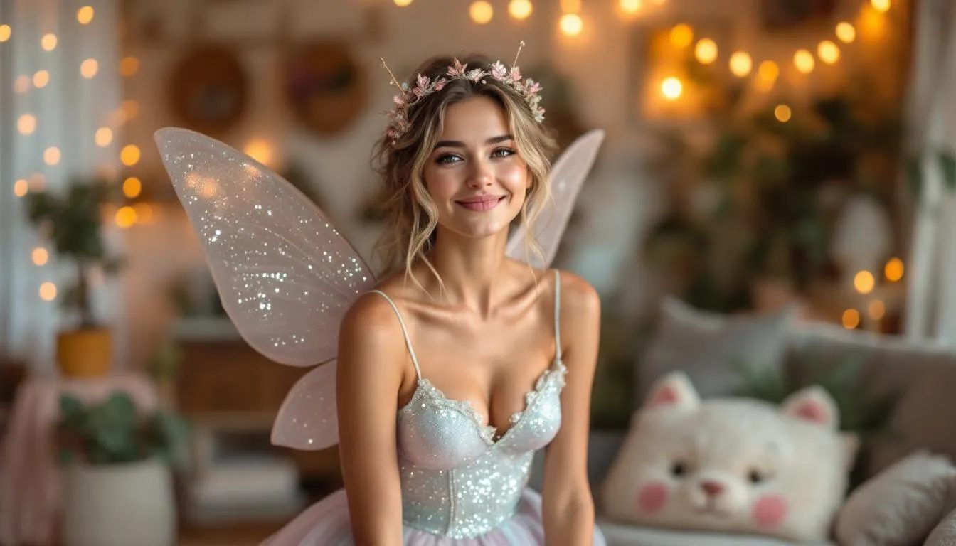 A babysitter engaging in a fantasy scenario, embodying playful role play.