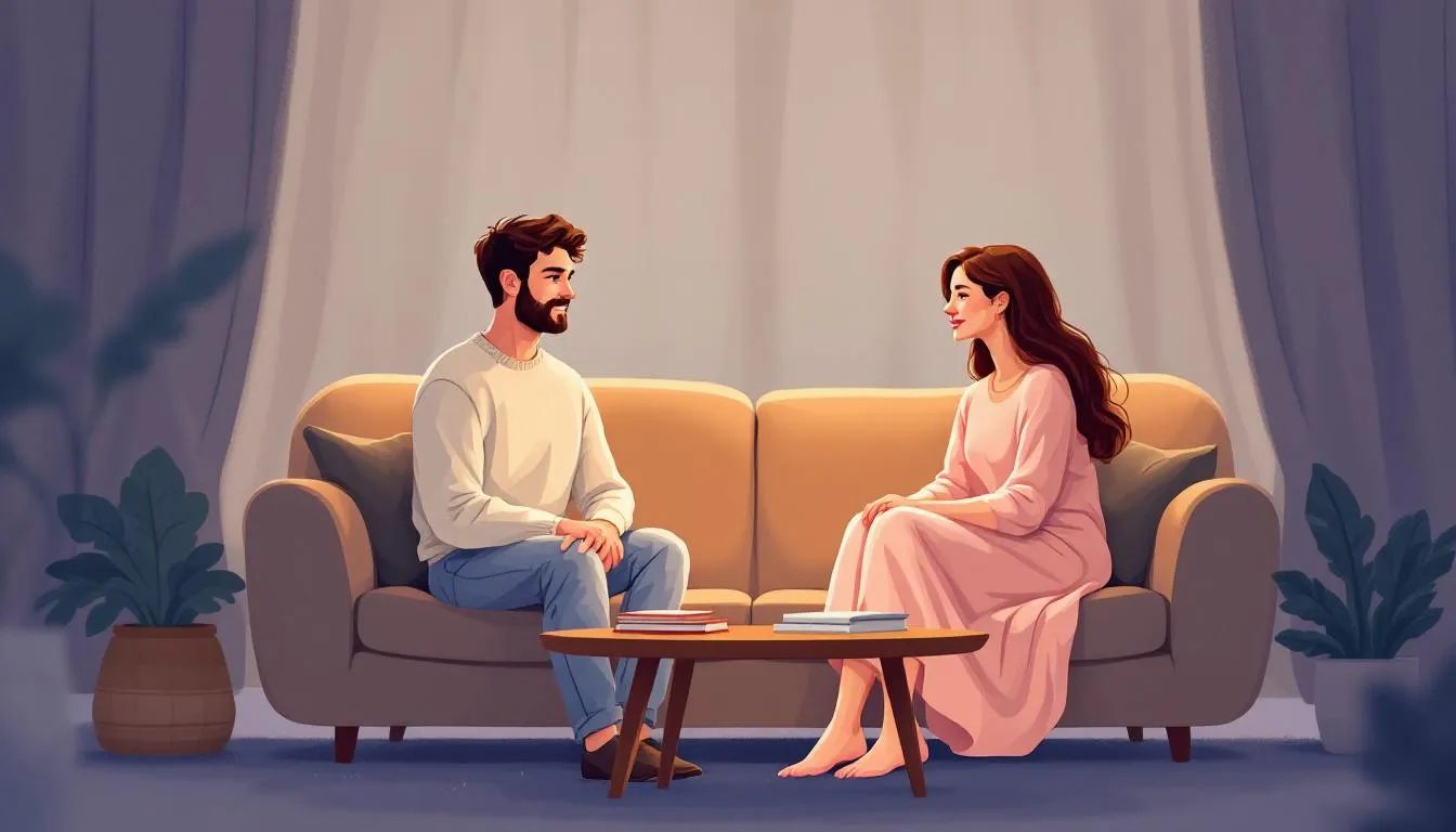 A couple engaged in an open conversation, fostering a comfortable environment for feedback.