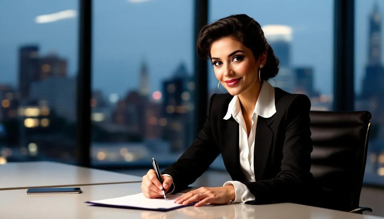 A seductive boss in an office setting, creating an atmosphere of tension and attraction.